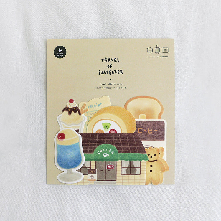 Suatelier Travel Luggage Sticker Pack - Happy in the Cafe