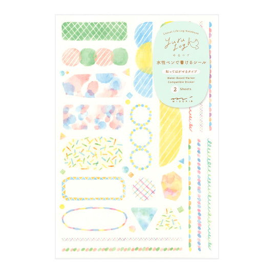 Midori Yuru Log Sticker (2 Sheets) - Watercolor