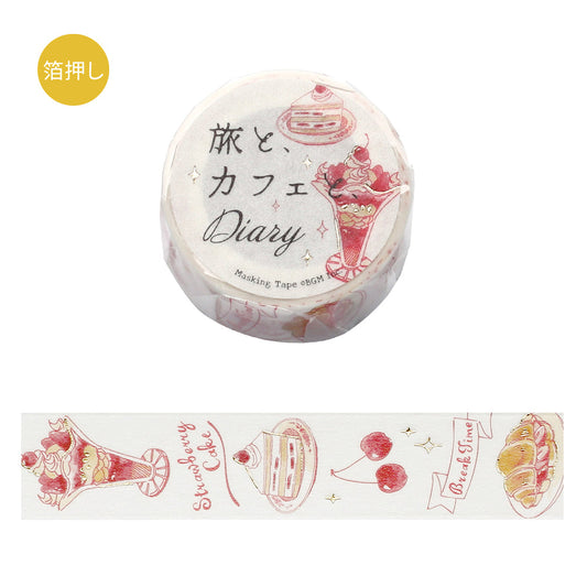 BGM Foil Stamping Masking Tape: Travel, Cafe, and Diary - Rose