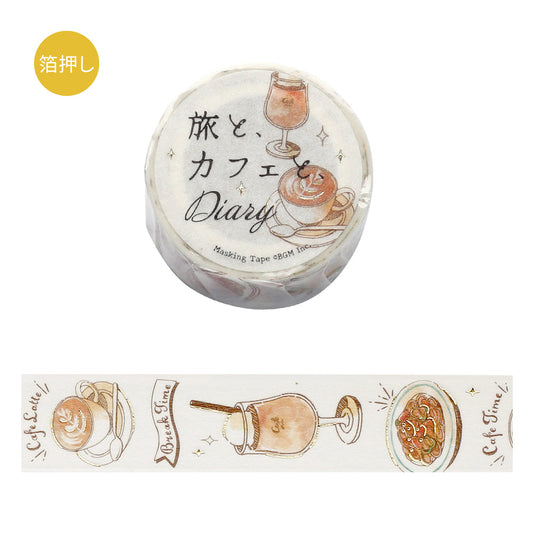 BGM Foil Stamping Masking Tape: Travel, Cafe, and Diary - Orange
