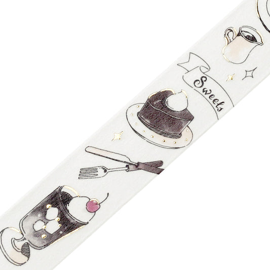 BGM Foil Stamping Masking Tape: Travel, Cafe, and Diary - Noir