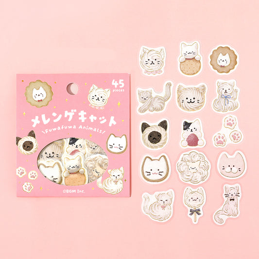 BGM Foil Stamping Flake Seal: Fluffy Animals - Meringue Cat