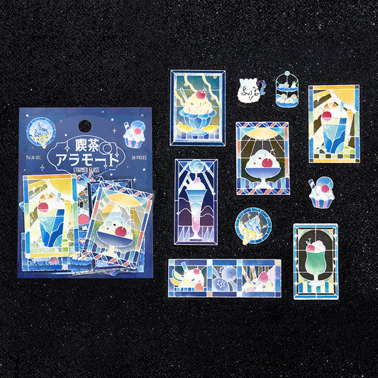 BGM Foil Stamping Clear Seal: Cafe A La Mode Stained Glass - Blue