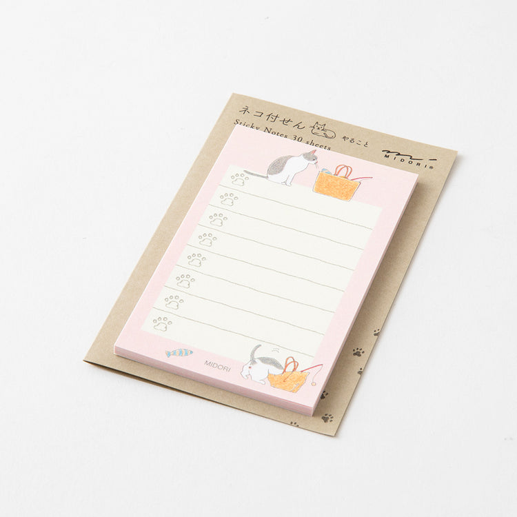 Midori Sticky Notes To Do - Cat Pink