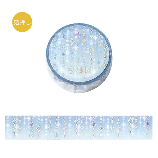 BGM Foil Stamping Masking Tape Life Drops of Light Japanese washi tape with shimmering foil travel-inspired design.