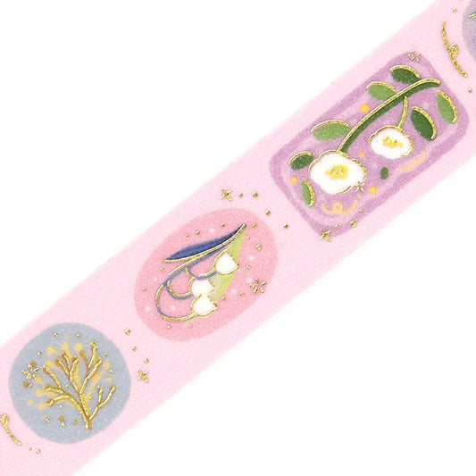 BGM Foil Stamping Masking Tape Life – Flower Brooch featuring delicate floral designs with shimmering foil details, perfect for journaling, scrapbooking, and elegant creative decoration.