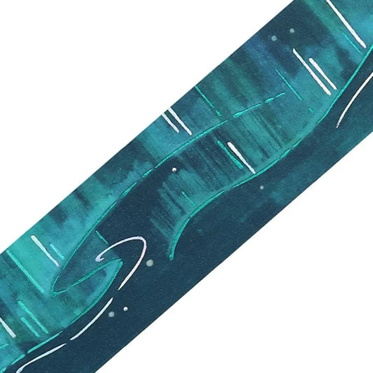 BGM Foil Stamping Masking Tape – Sky Encyclopedia: Aurora 20mm washi tape roll designed with green and teal gradients, shimmering foil light trails, and starry details.