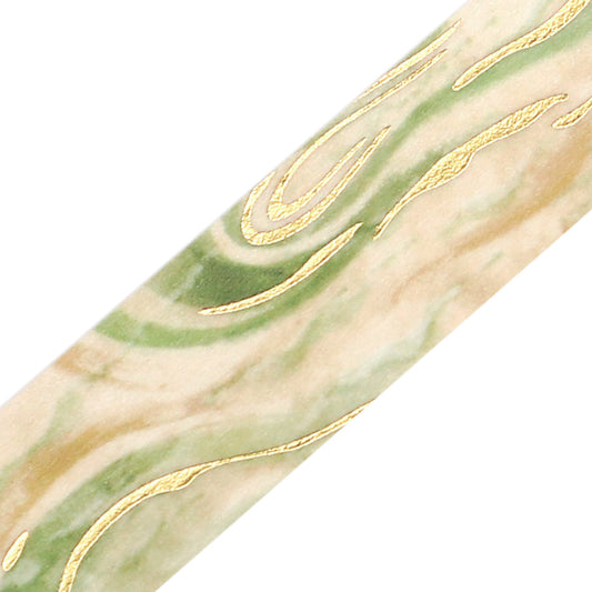 A roll of BGM washi tape in a matcha marble design with foil accents, inspired by green tea ice cream. Perfect for journaling, scrapbooking, and creative decoration.
