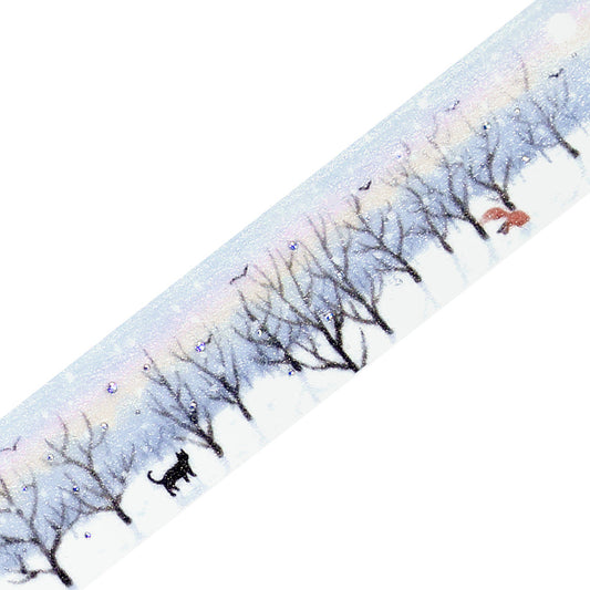 BGM Foil Stamping Winter Limited Edition Masking Tape in Morning Forest Walk design. A stunning foil-stamped design perfect for adding a touch of elegance to your planners, journals, and creative projects.
