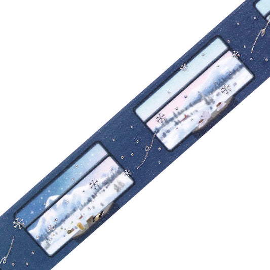 BGM Foil Stamping Winter Limited Edition Masking Tape in Snow Sleeping Train design - a stunning foil-stamped design perfect for adding a touch of elegance to your planners, journals, and creative projects.