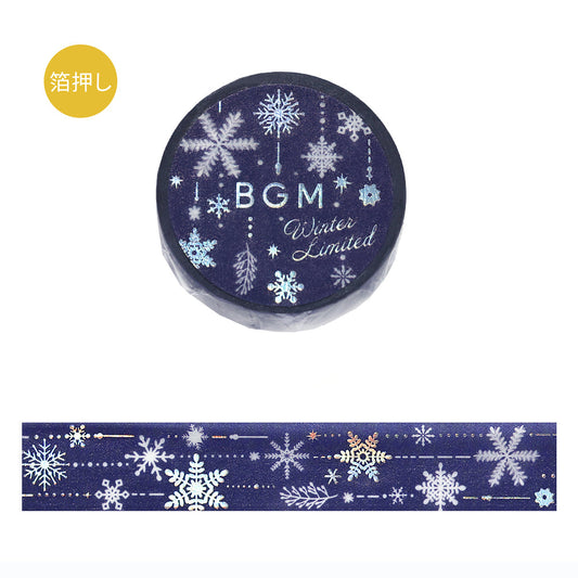 BGM Foil Stamping Winter Limited Edition Masking Tape in Snowy Night design. A stunning foil-stamped perfect for adding a touch of elegance to your planners, journals, and creative projects.