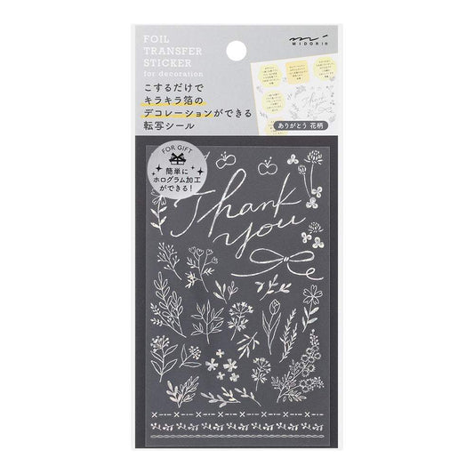 Midori Foil Transfer Sticker for Decoration - 2649 Thank You Flower