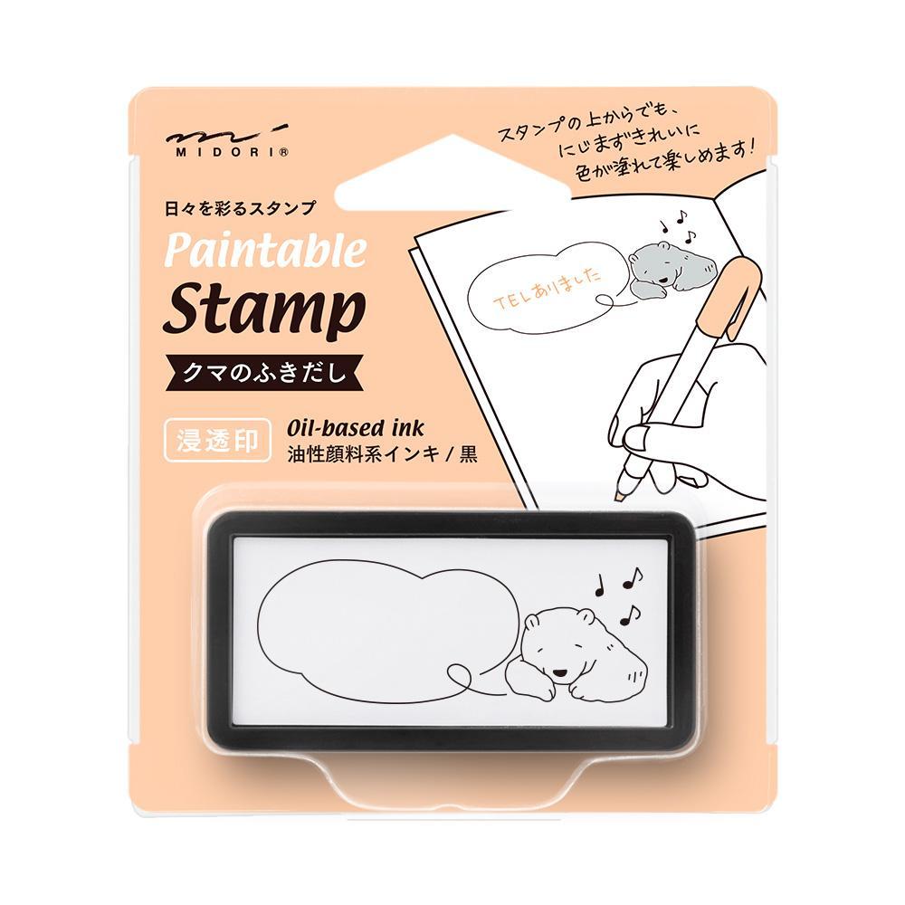 Midori Paintable Stamp Pre Inked Half Size Bear Speech Balloon