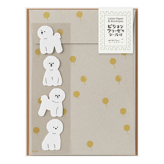 Midori Letter Paper & Envelopes with Stickers 949 Bichon Frise