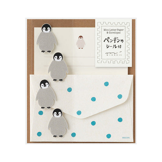 Midori Mini Letter Paper & Envelopes with Stickers 950 Penguin A