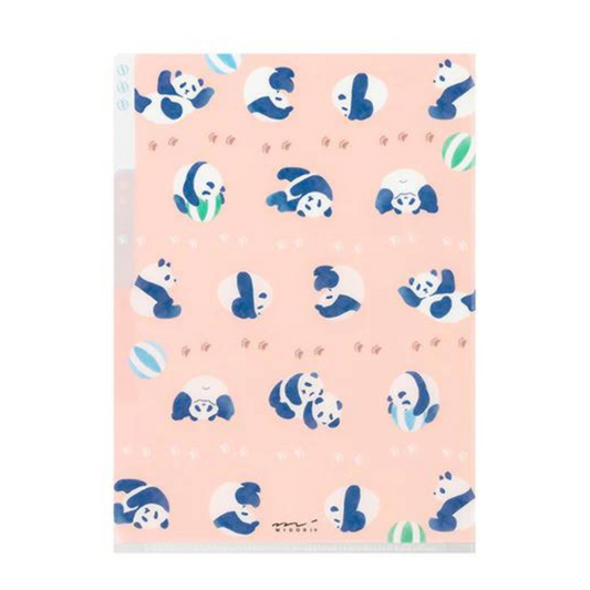 Midori A5 3 Pockets Clear Folder - Panda