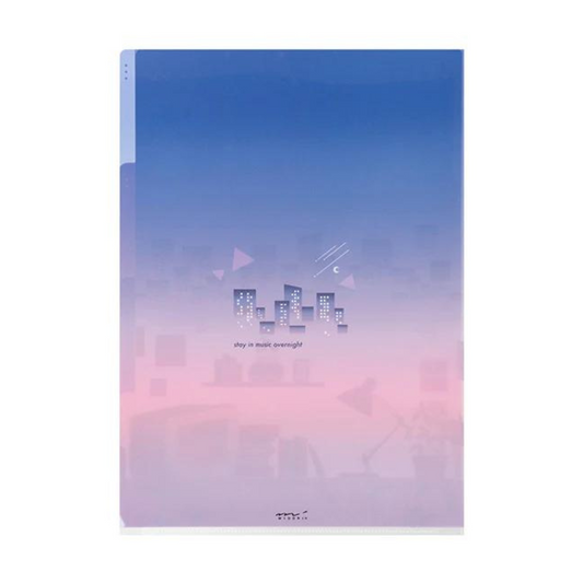 Midori A4 3 Pockets Clear Folder - City Pop