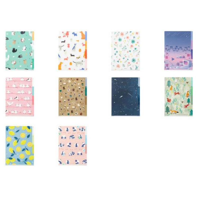 Midori A5 3 Pockets Clear Folder - Lemon