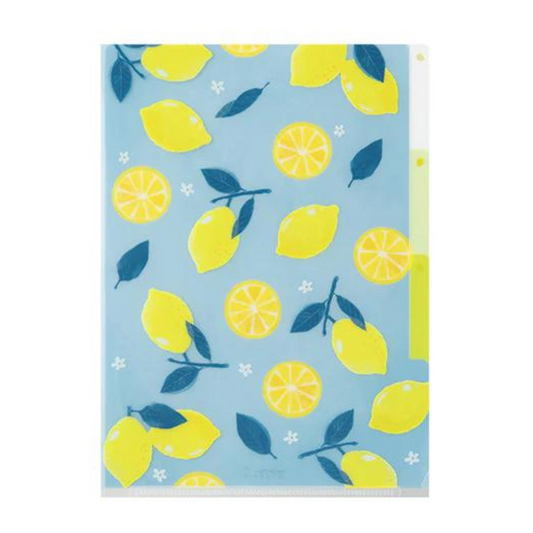 Midori A5 3 Pockets Clear Folder - Lemon