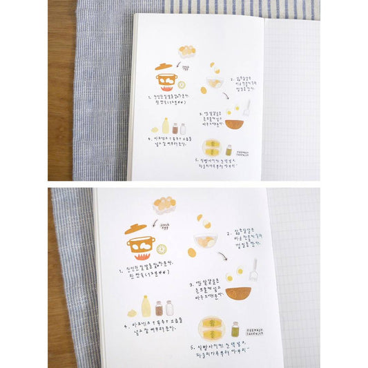 Suatelier Daily Deco Sticker Eggtime sheet featuring hand-drawn eggs, frying pans, and breakfast cooking motifs.