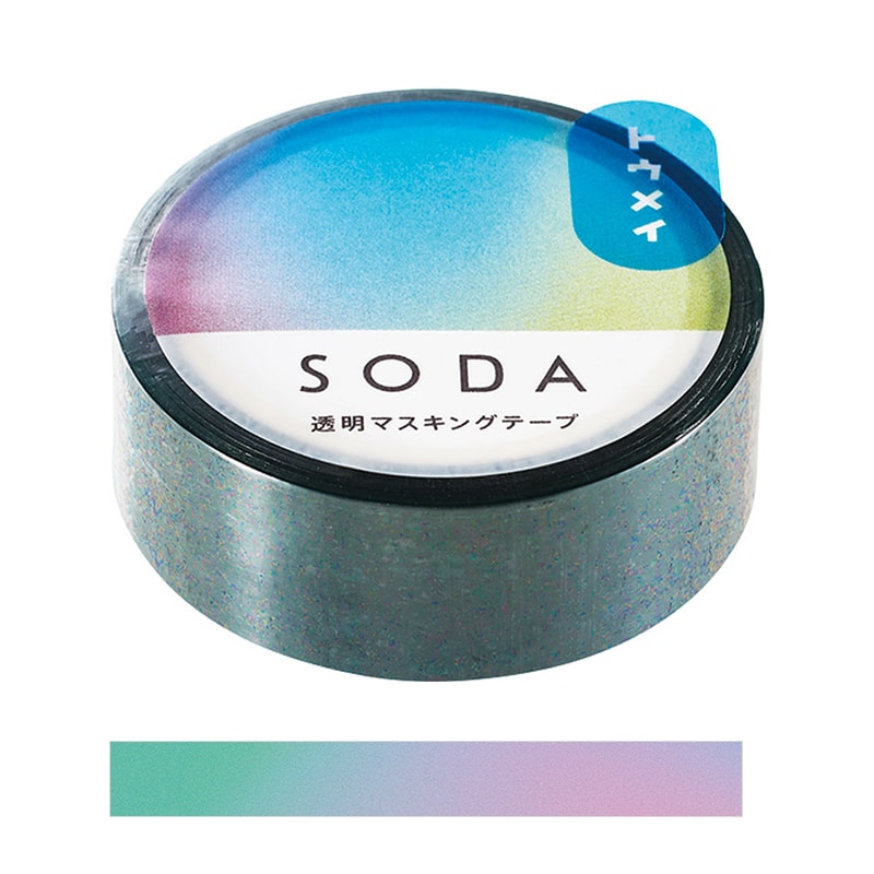 King Jim Soda Transparent Masking Tape 15mm Aurora
