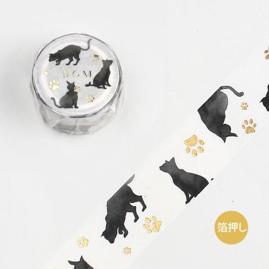 BGM Gold / Black Cat Washi Tape