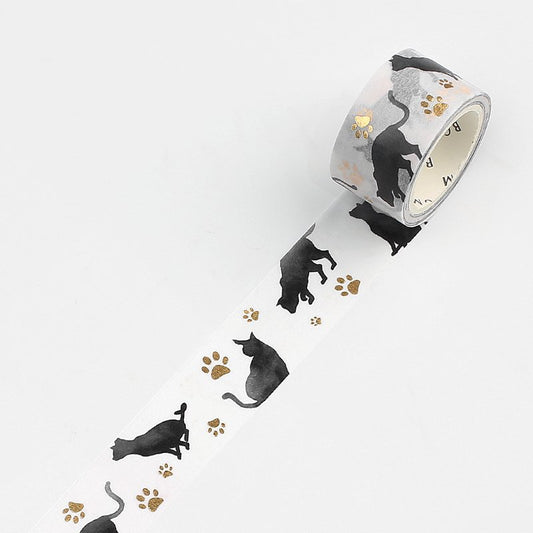 BGM Gold / Black Cat Washi Tape