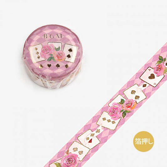 BGM Playing Cards And Roses Washi Tape