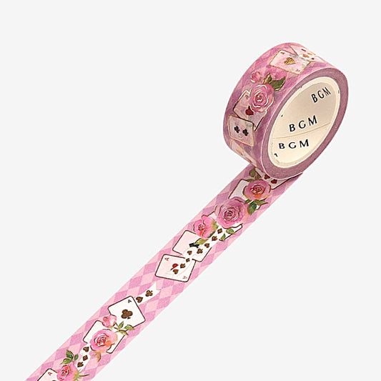 BGM Playing Cards And Roses Washi Tape