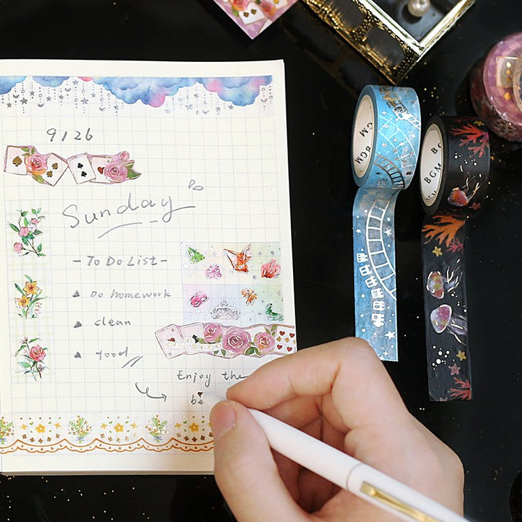 BGM Playing Cards And Roses Washi Tape