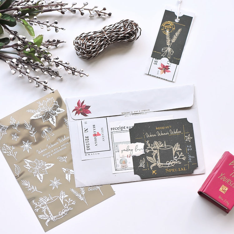 MU Craft Silver Foil Christmas Print-On Sticker 002