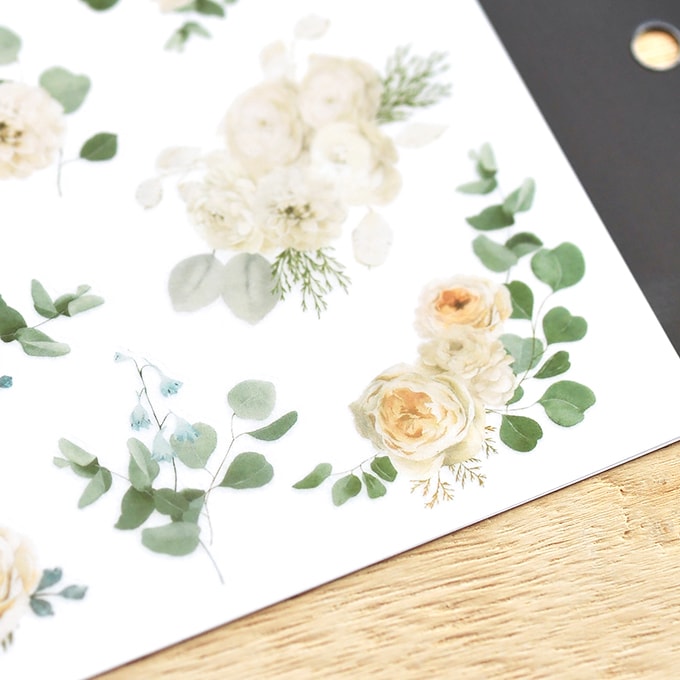 MU Craft Print-On Sticker White flowers 169