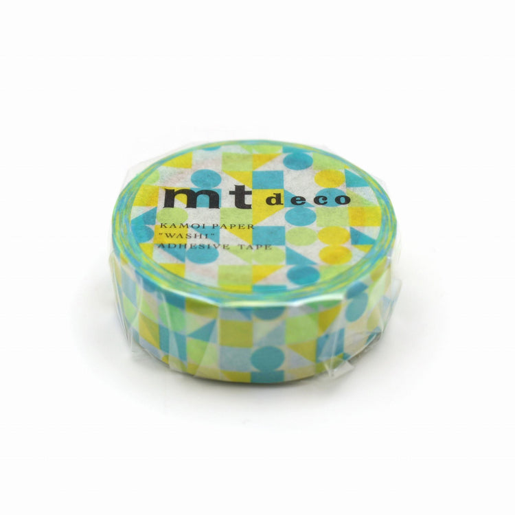 MT Deko Washi Tape Maru Sankaku Shikaku Blau