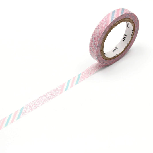 MT EX Washi Tape Rosa Blumenstreifen