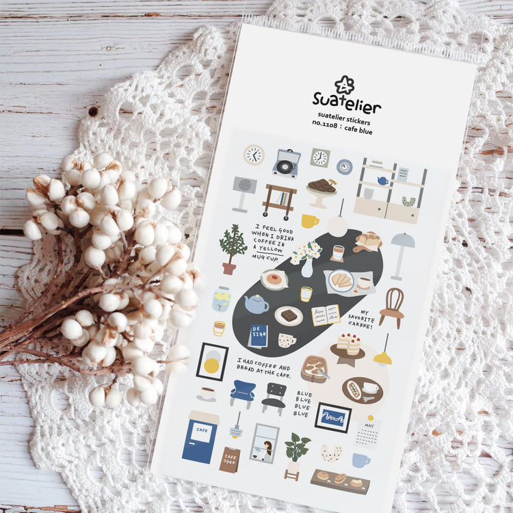 Suatelier Café Blauer Aufkleber