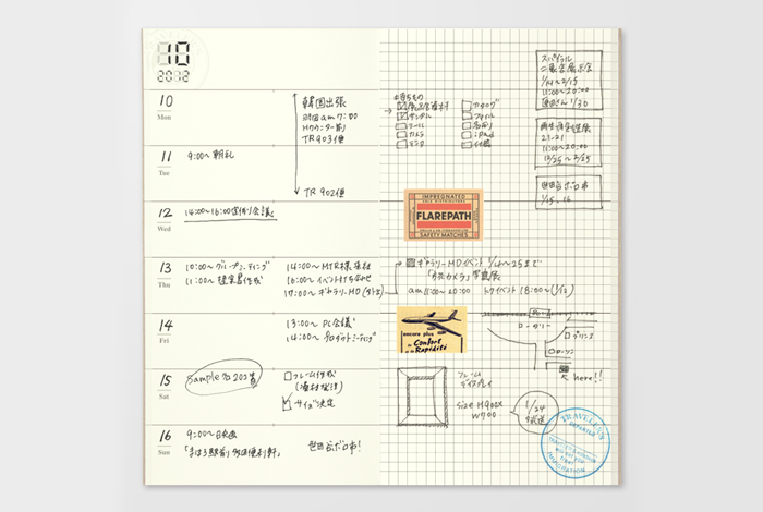 Traveler's Notebook Refill 019 (Regular Size) - Weekly Diary + Memo | Washi Wednesday