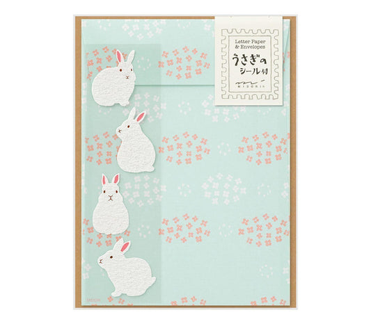 Midori Letter Set With Rabbit Stickers