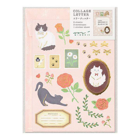 Midori Letter Set Collage - Cat Pattern