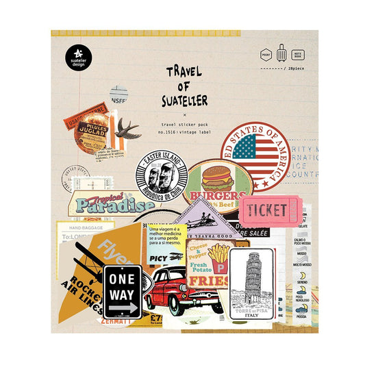 Suatelier Travel Luggage Sticker Pack - Vintage Labels