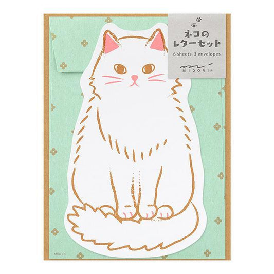 Midori Letter Set Die-Cut Animal - Cat Pattern