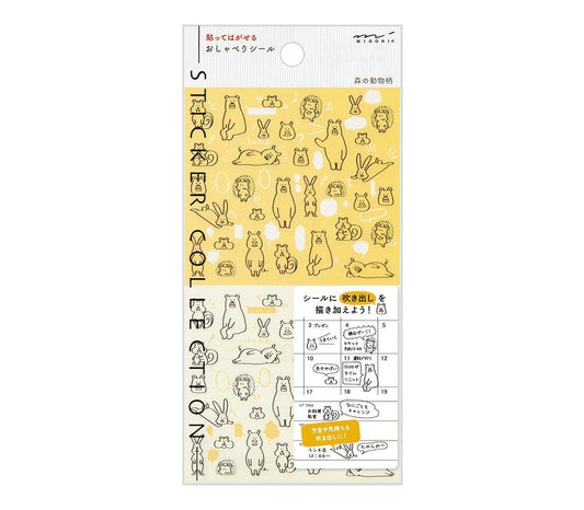 Midori Notebook Stickers - Talking Forest Animals