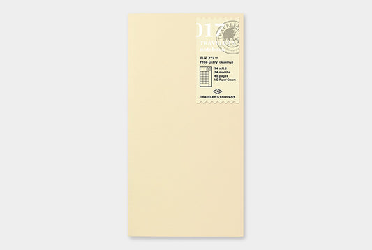 Traveler's Notebook Refill 017 (Regular Size) - Monthly Diary | Washi Wednesday