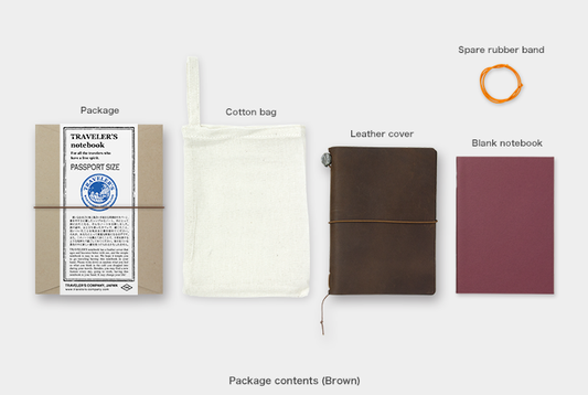 Traveler's Notebook Starter Kit (Passport Size) - Brown (15027006) | Washi Wednesday