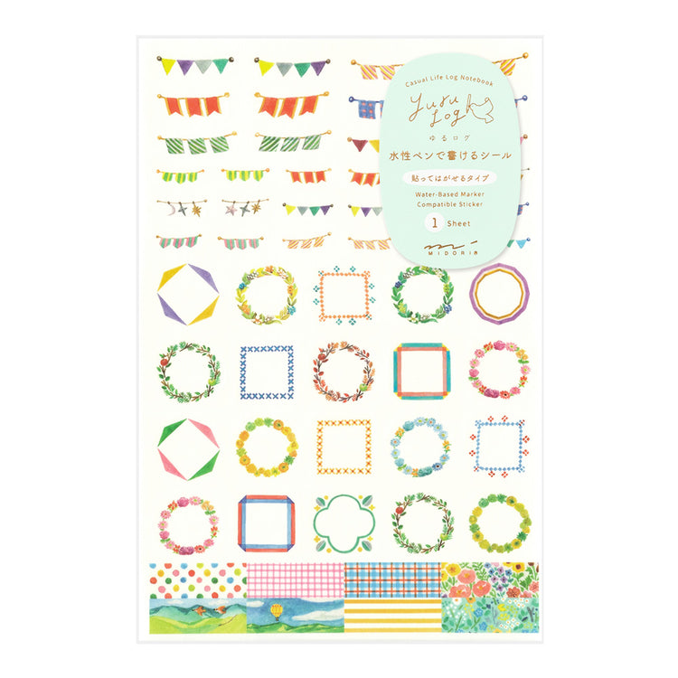 Midori Yuru Log Sticker (1 Sheet) - Decoration