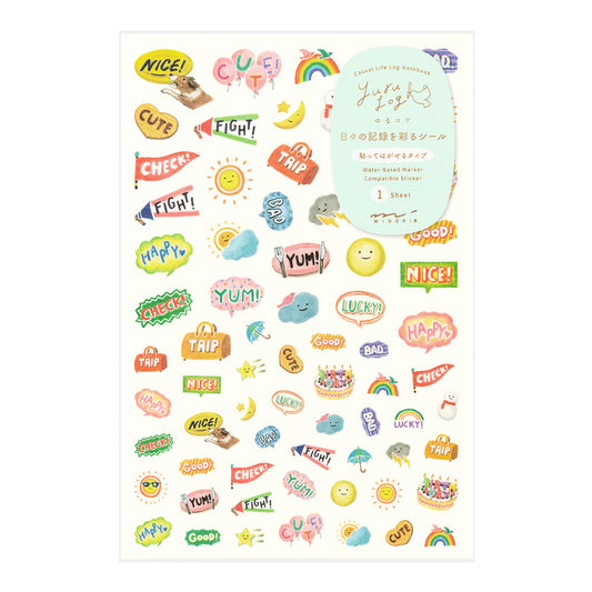 Midori Yuru Log Sticker (1 Sheet) - Feeling