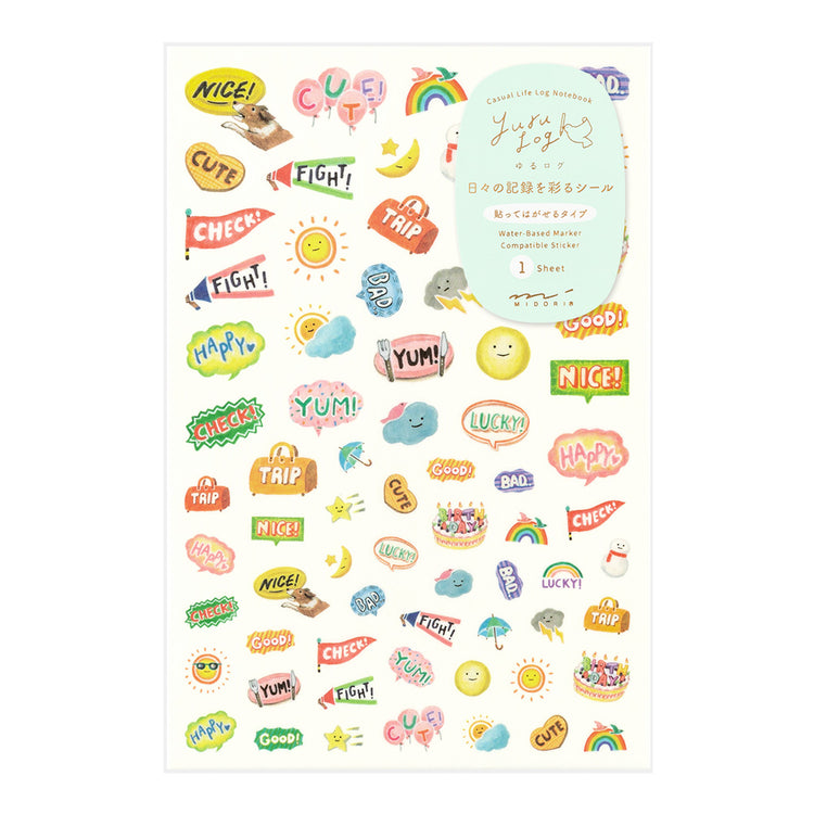 Midori Yuru Log Sticker (1 Sheet) - Feeling