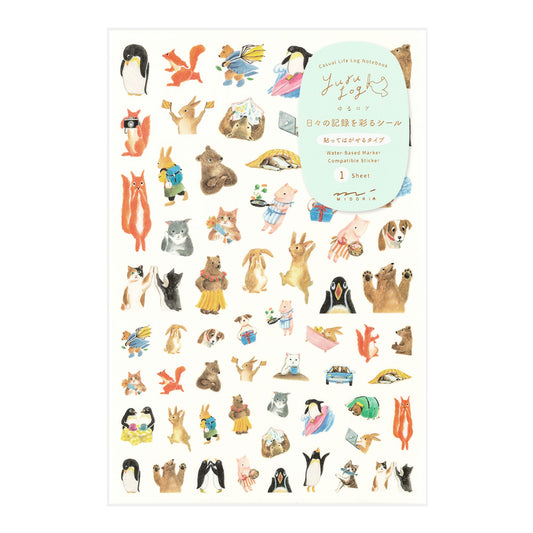 Midori Yuru Log Sticker (1 Sheet) - Animal