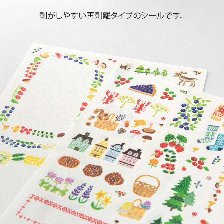 Midori Yuru Log Sticker (2 Sheets) - Scandinavia