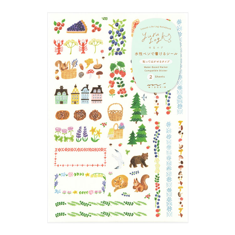 Midori Yuru Log Sticker (2 Sheets) - Scandinavia