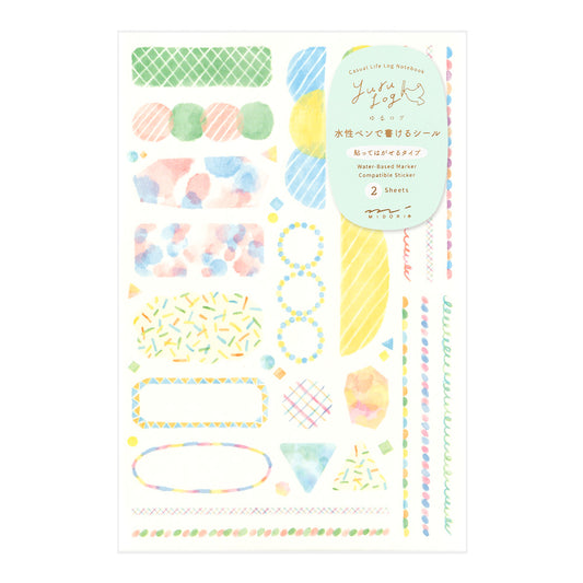 Midori Yuru Log Sticker (2 Sheets) - Watercolor